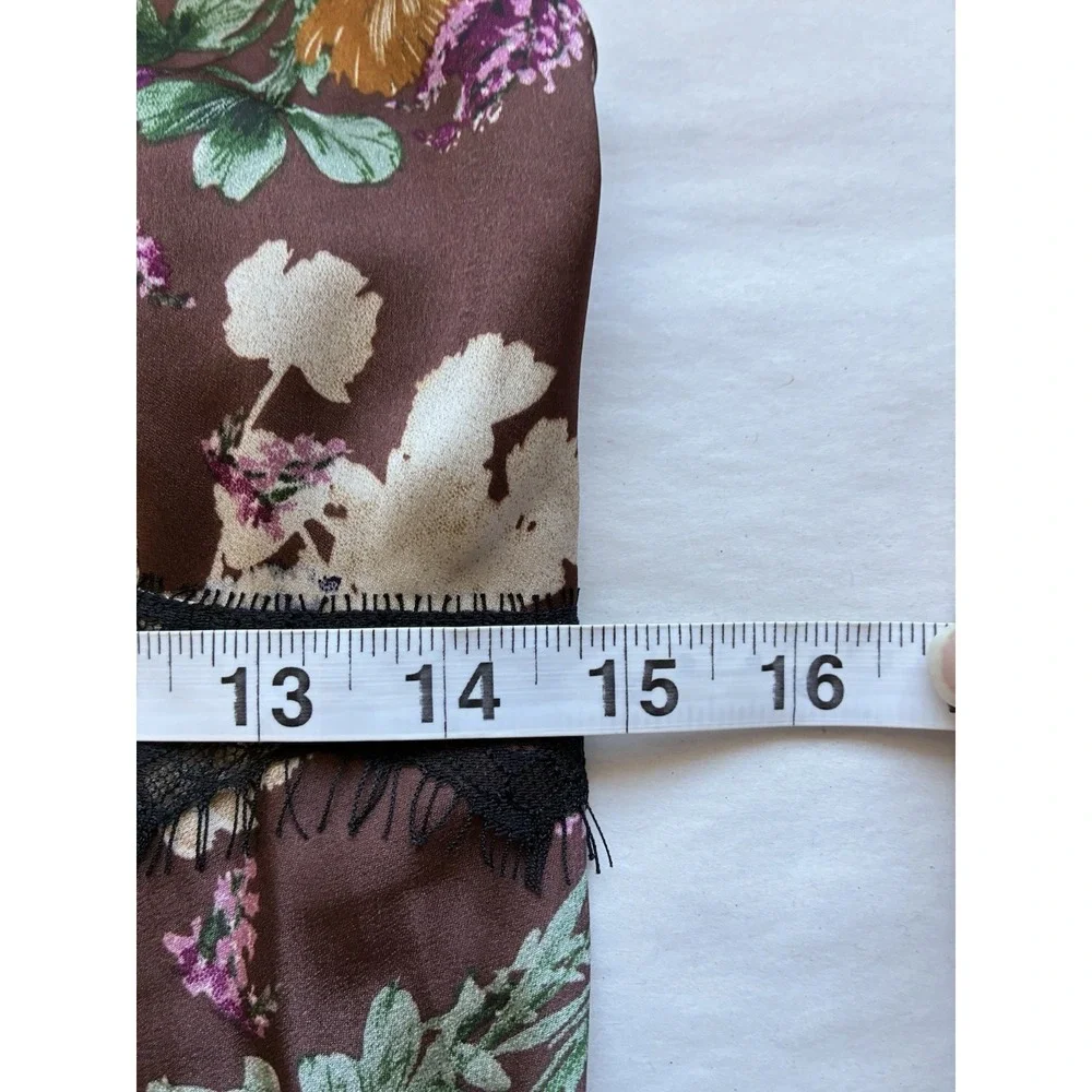 Good Luck Gem Slip Maxi Dress With Black Lace Sz M Brown Floral Y2K Dark Fairy - Picture 10 of 12